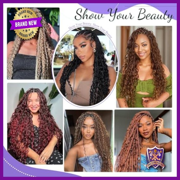 20 Inch Human Hair Extensions 110g Curly Deep Wave Boho Braiding Hair main image 6